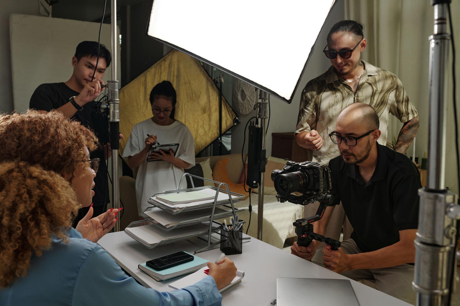 Production Group Shooting Content In Studio